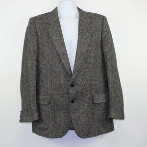 Vintage Joseph Hoyle Tweed Grey Blazer Jacket Elbow Patches (44 R)